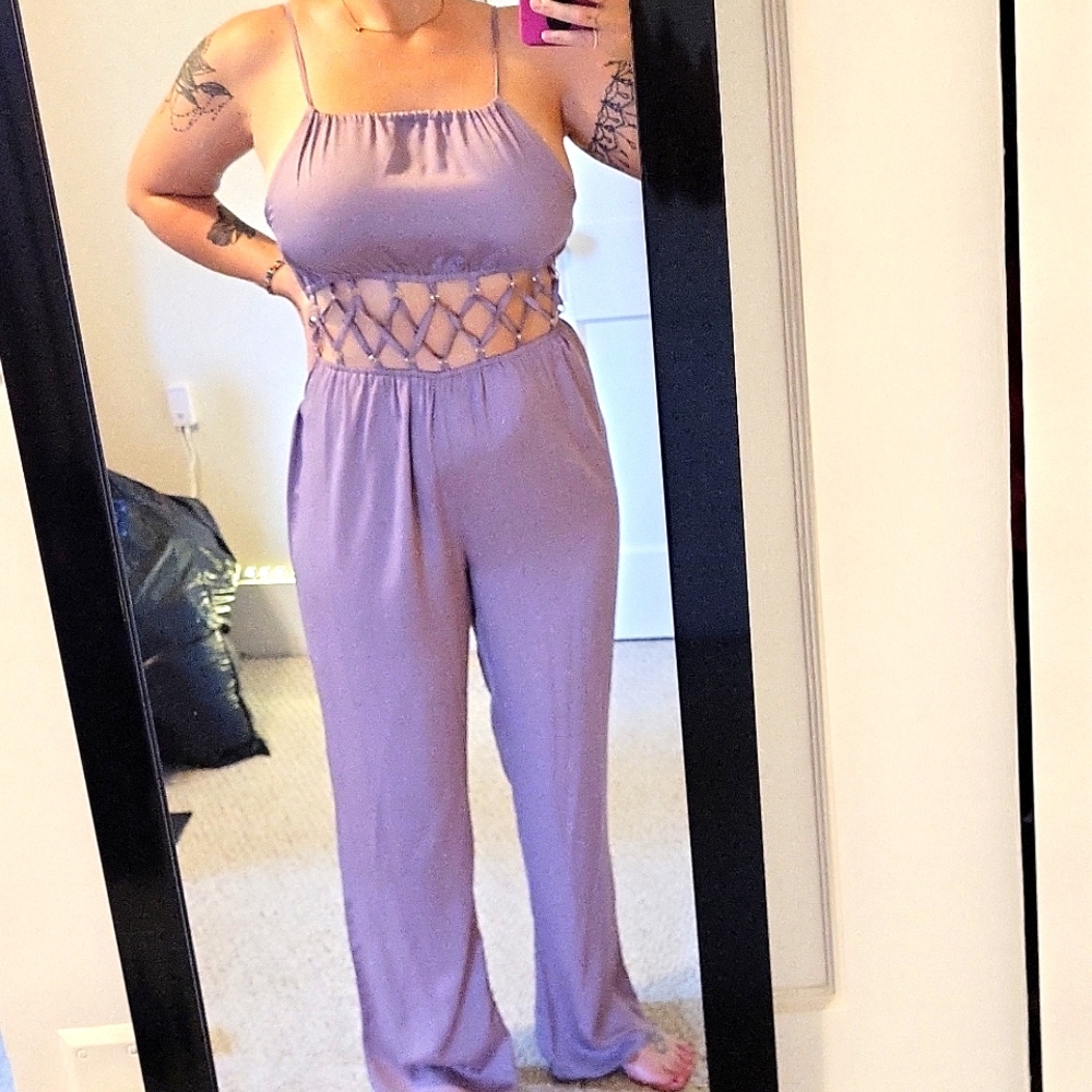 Dusty lavender cutout jumpsuit- Brand new